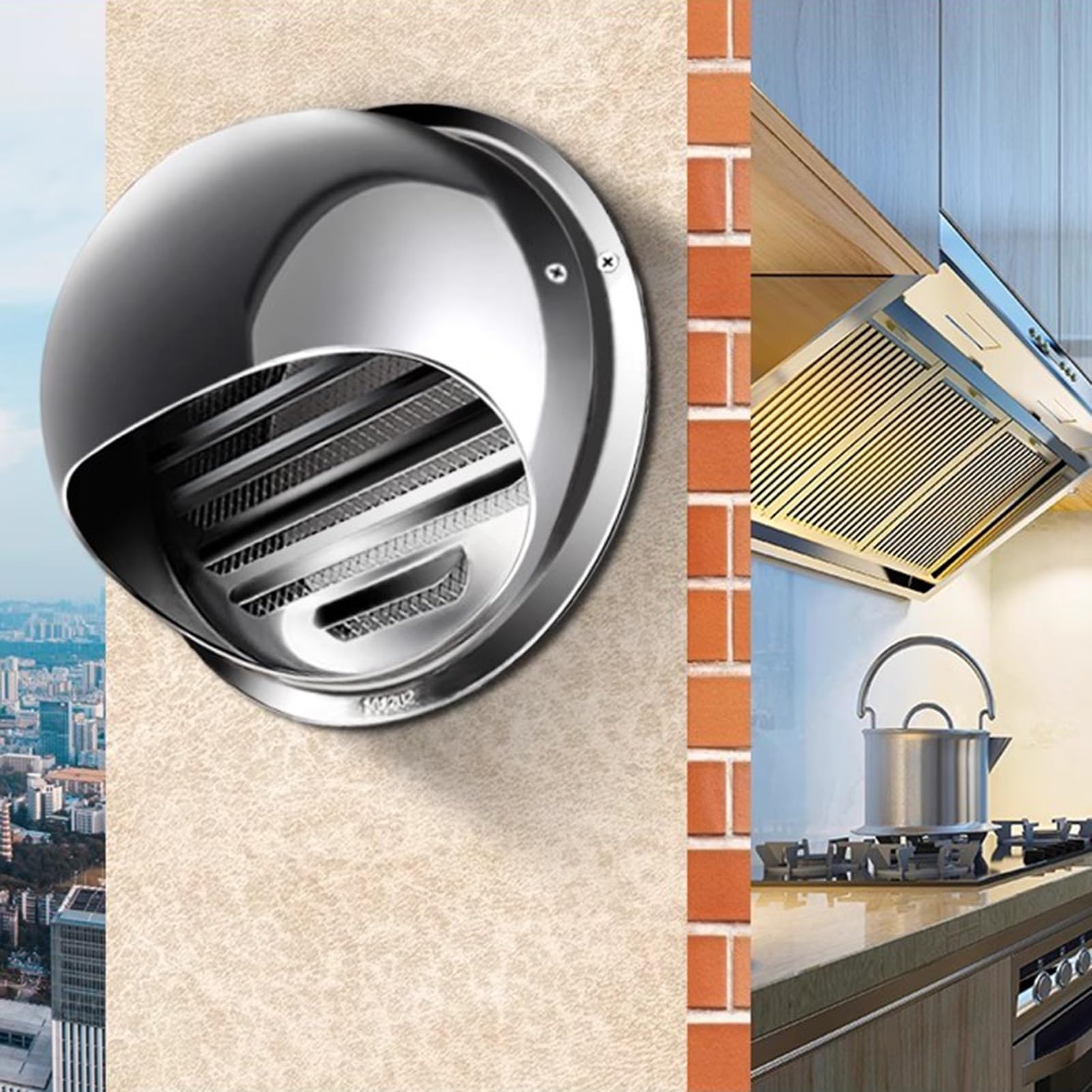 Grille D'aération Murale Ronde À Persiennes, Grille Ventilation en Acier Inoxydable avec Moustiquaire pour Applications Domestiques ou Industrielles(300mm/12inch)