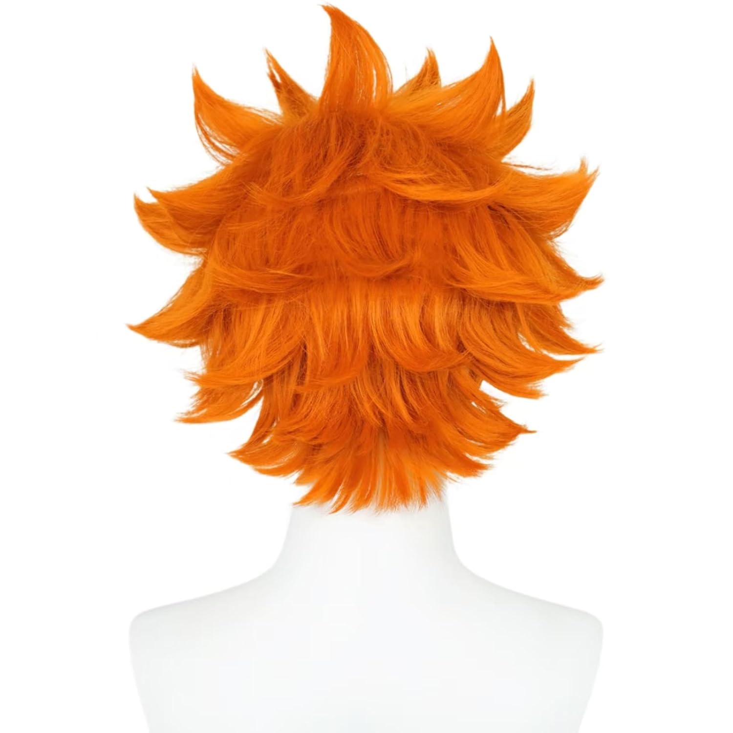 half and half short orange anime cosplay wig red orange fluffy layered fire wigs synthetic hair + wig cap for men halloween party orange volleyball