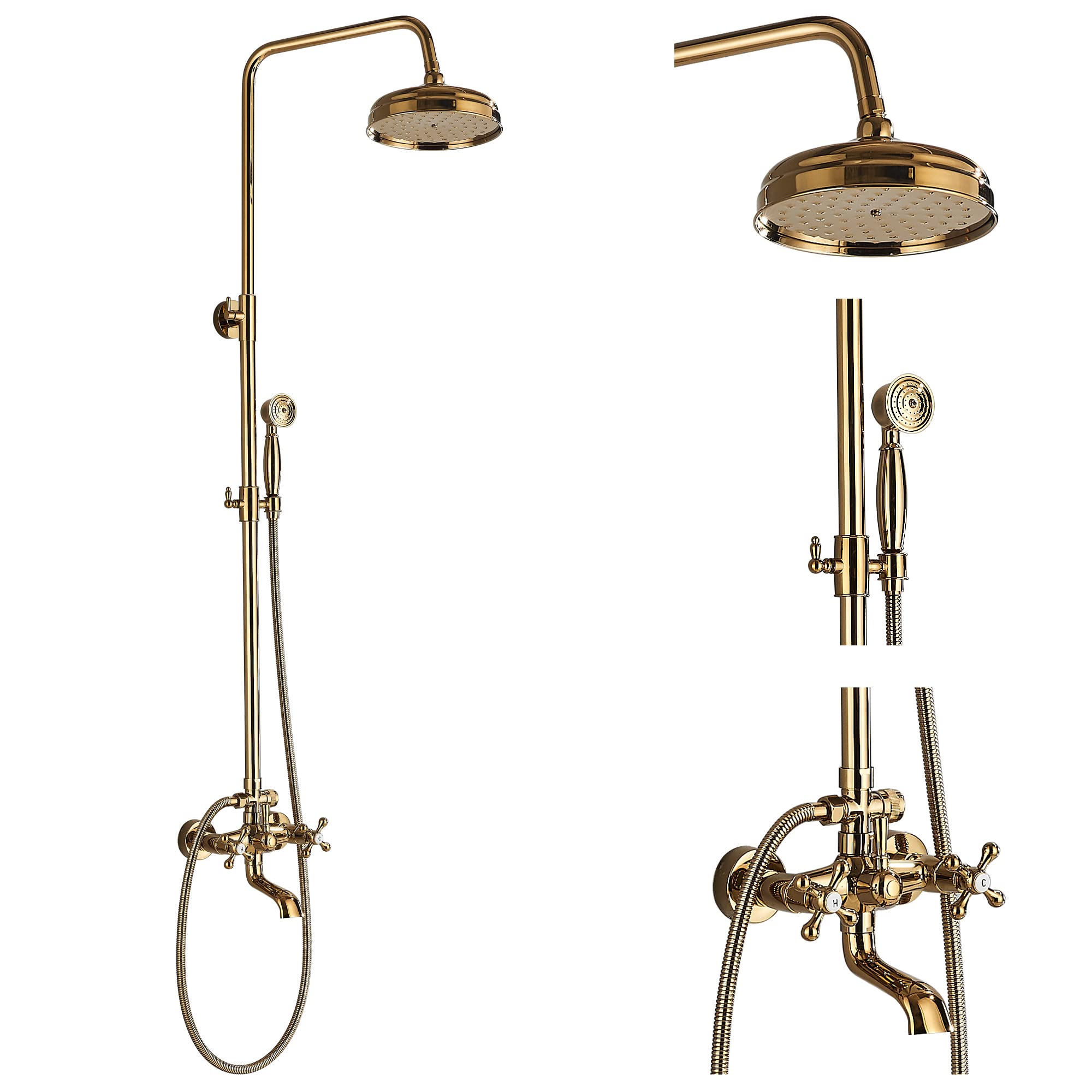 Set robinet de douche chrome 20,3 cm Votamuta avec mitigeur baignoire
