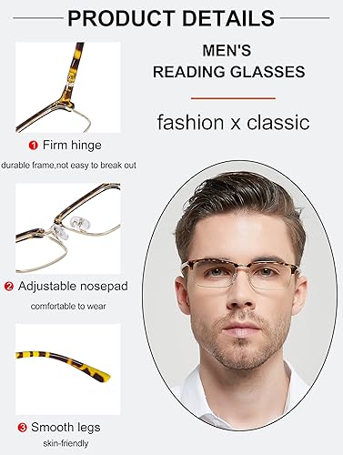 Miniatura 4 de OCCI CHIARI Gafas de lectura grandes para hombre, lentes transparentes para lectores elegantes, 1.0, 1.25, 1.5, 1.75, 2.0, 2.25, 2.5, 2.75, 3.0,