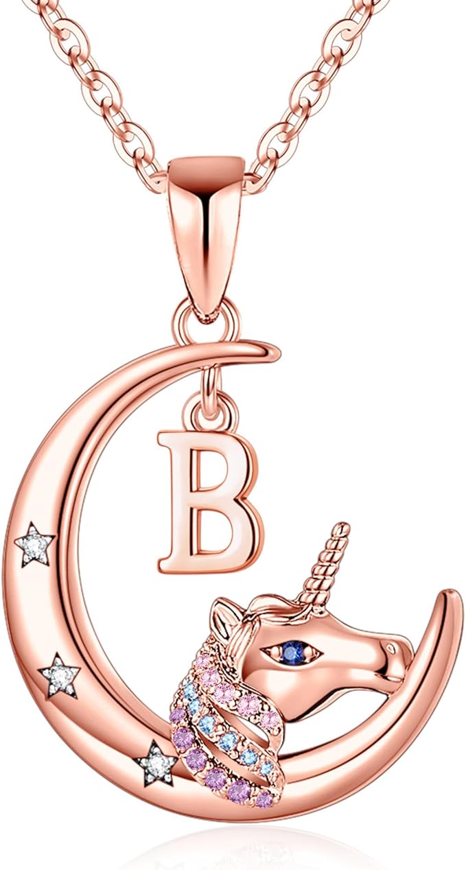 TINGN Cadeaux Licorne Pour Filles,Plaqué Or Rose 14 Carats