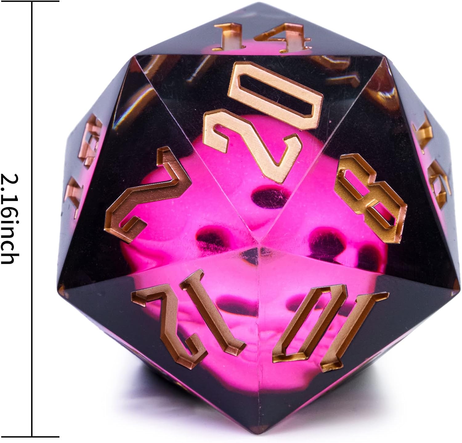 Cusdie Large 55mm D20 Dice with Sharp Edges, Giant D&D 20 Sided Dice for RPG, Table Games (Pink Skull)