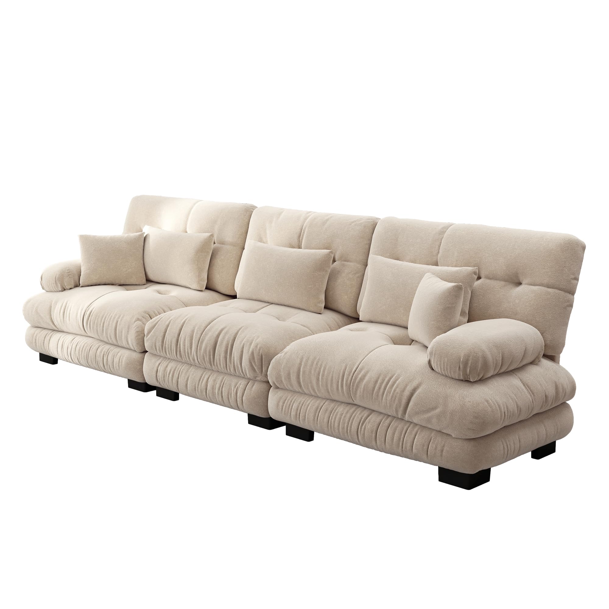 Divano angolare modulare a 3 posti in ciniglia divano letto imbottito confortevole per soggiorno, appartamento studio, ufficio ciniglia marrone chiaro
