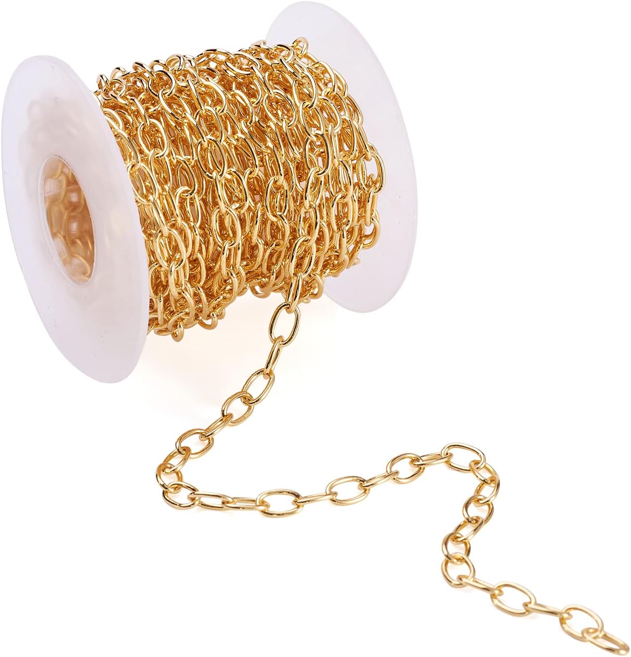Approx. 5m/Roll Width 5mm Gold Brass Red Bean Chain 18K Gold Plated with Soldering Azuki Link Chain Necklace Bracelet Accessory Parts DIY Handmade Craft Materials Craft Supplies Spool Included