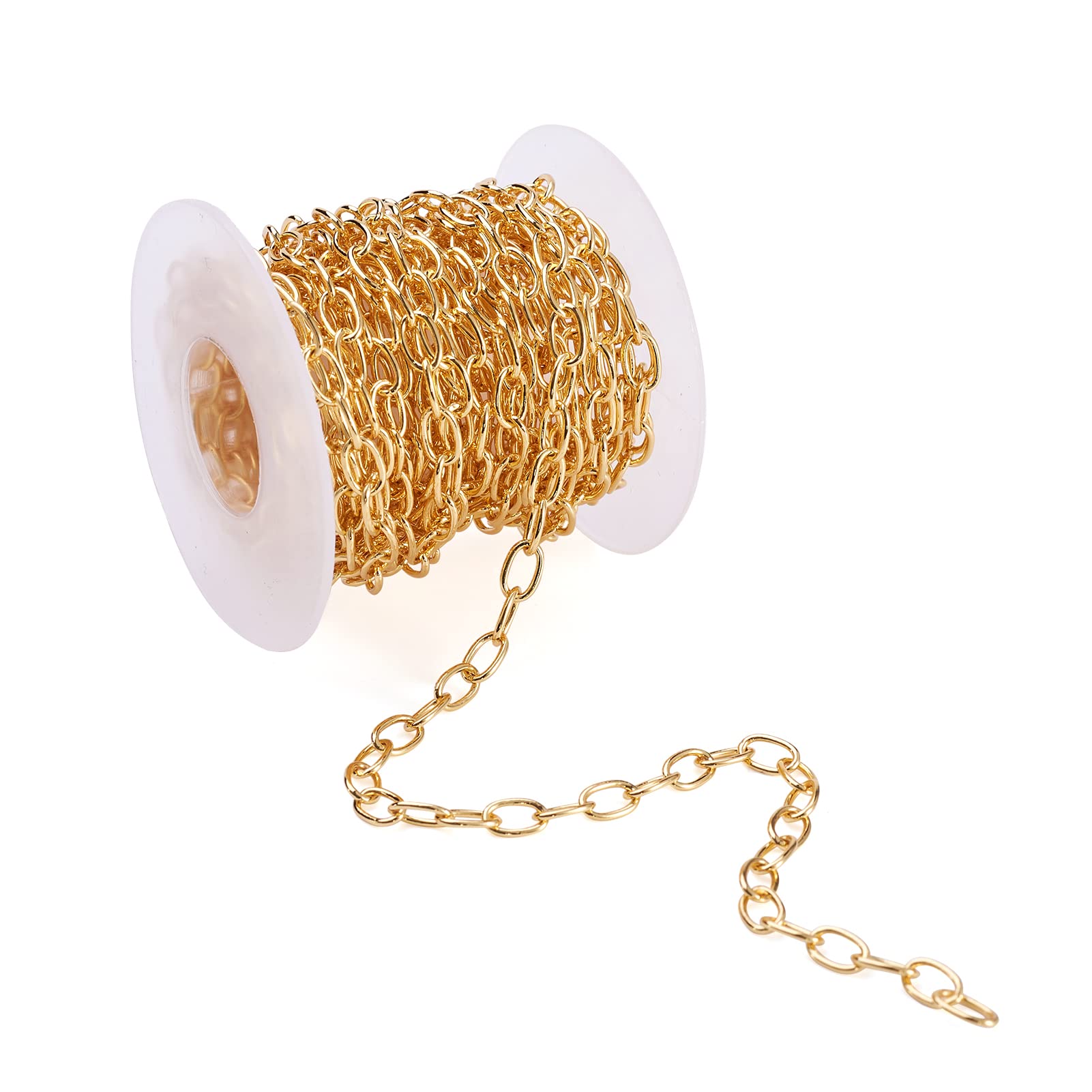 Amazon | 約5m/巻 幅5mm ゴールド 真鍮製 小豆チェーン 18金メッキ