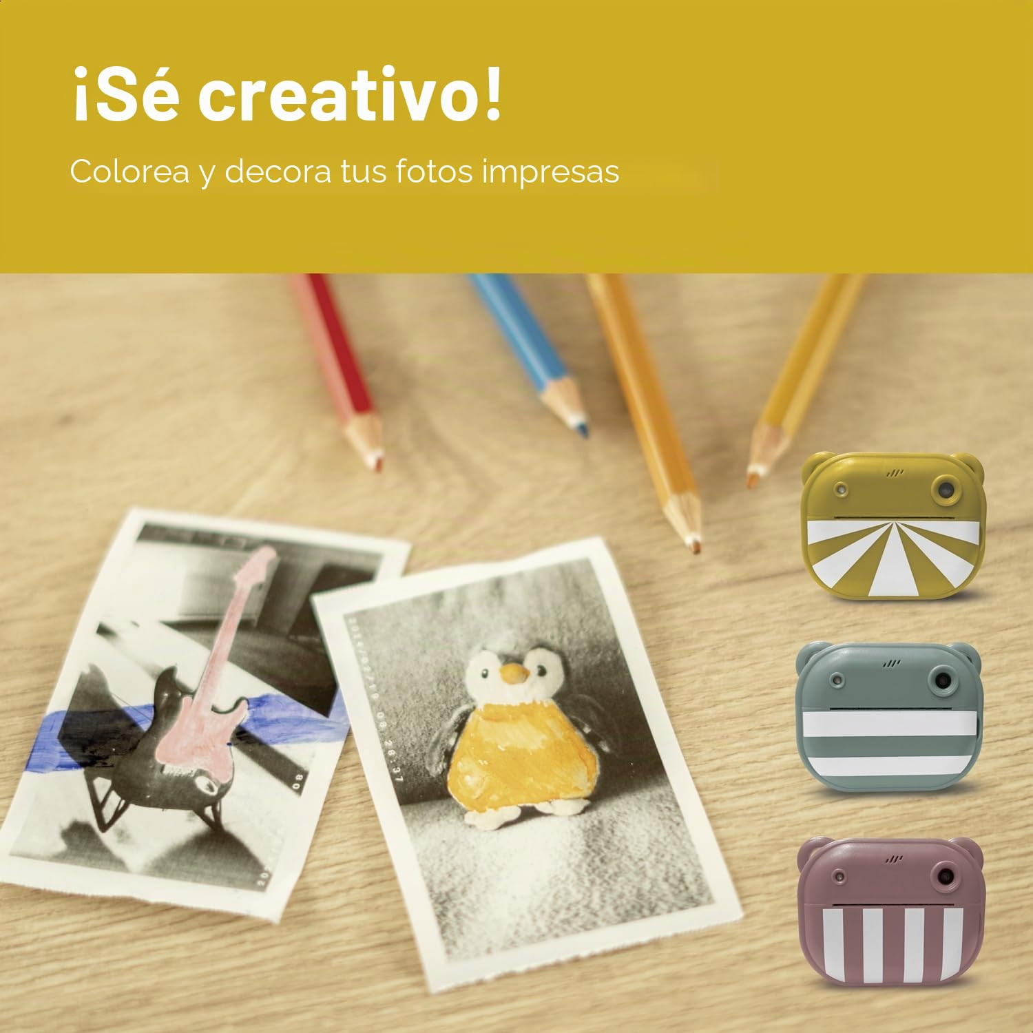ZAZU Cámara digital instantánea para niños | Fotos de alta resolución de 48MP | Pantalla a color de 2" | Full HD 1080P Videos | Impresión térmica sin tinta | Batería recargable | Incluye 2 rodillos de