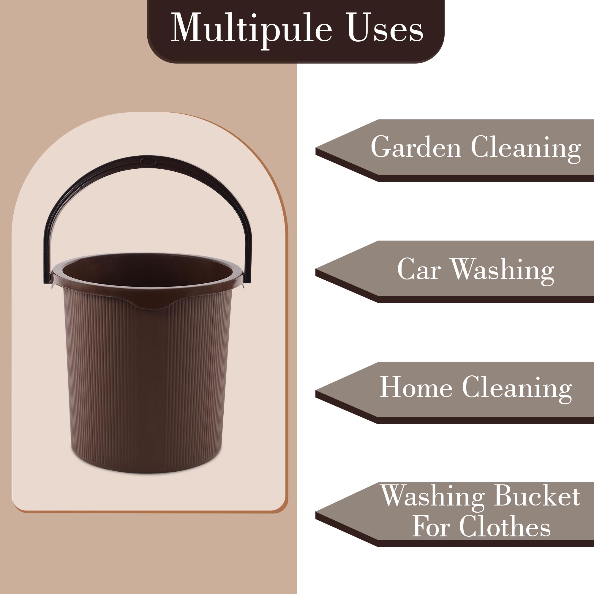 Kuber Industries 25L Bathroom Bucket - Brown -6 Kuber Industries 25L Bathroom Bucket - Brown -6