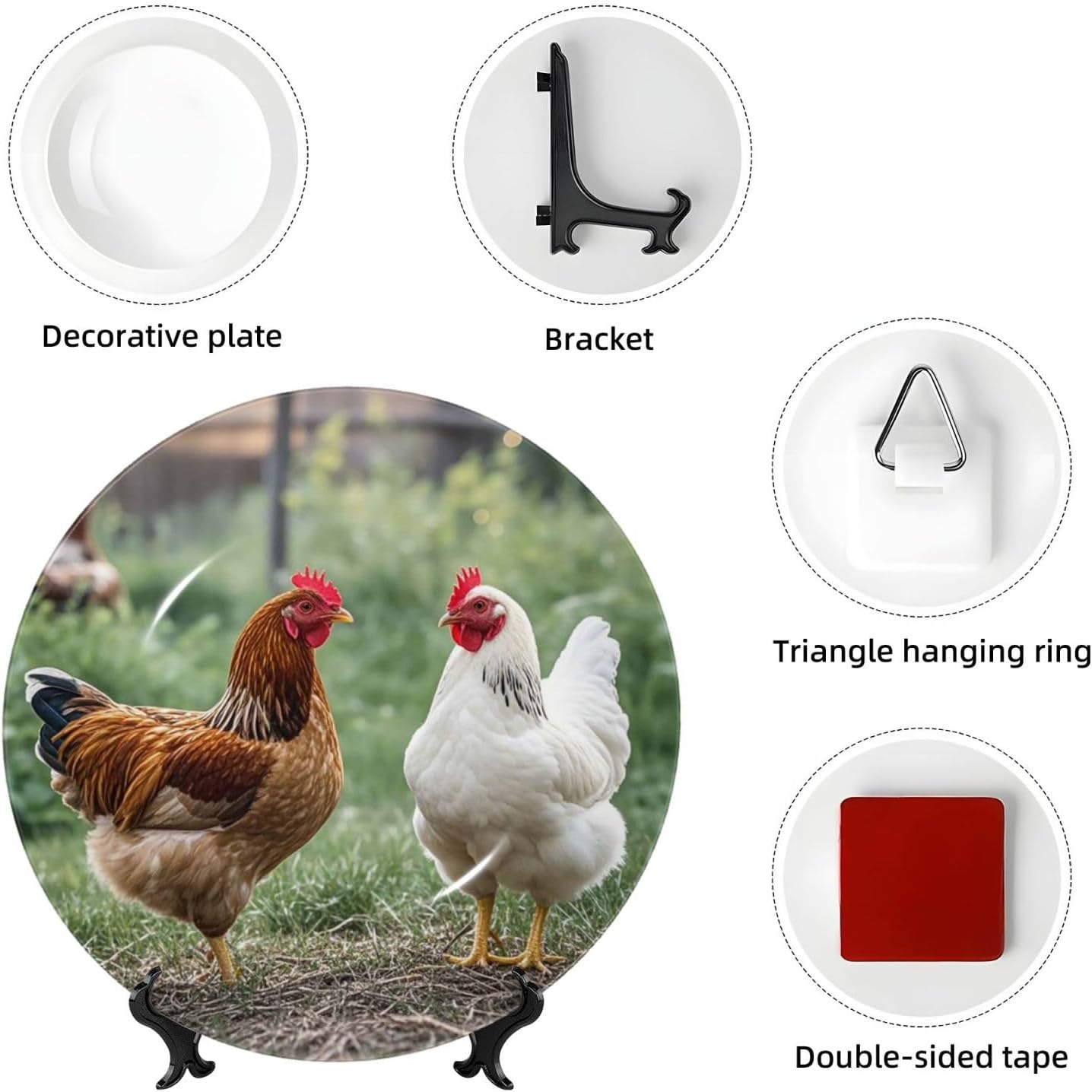 Decorative Plate Art Crafts Bone China Decorative Plate with Display Rack Souvenir Wall Decor Ceramic Ornaments Dinner Plates Ceramic Decoratives Plates for Home Office 10in