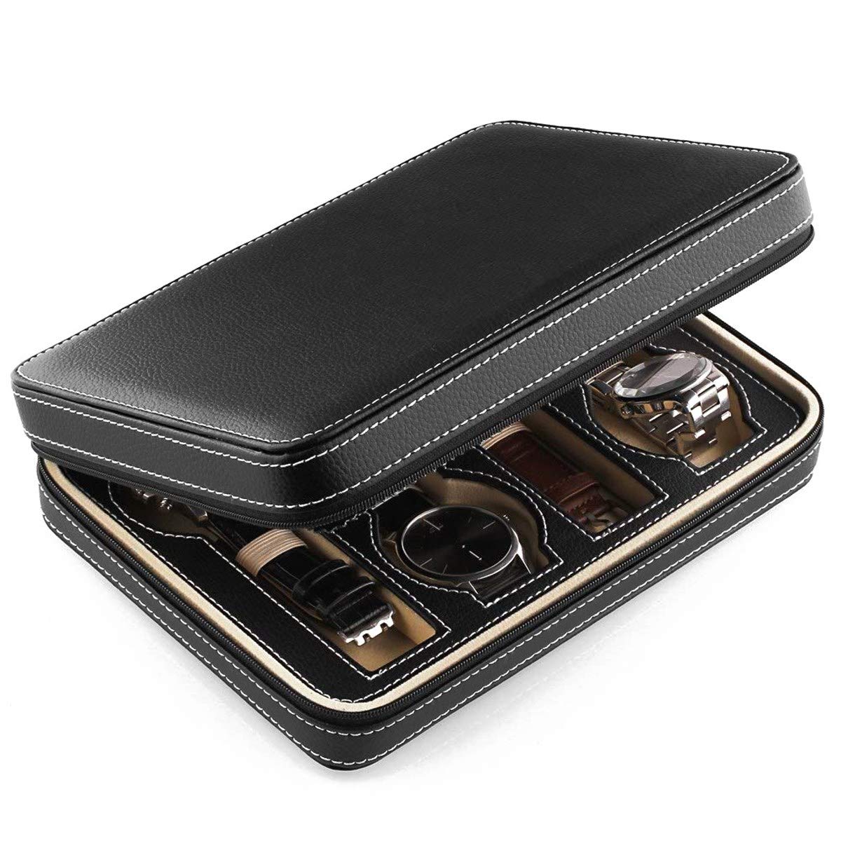 Estuche XXL Highlight OFFICIAL GENEVA BLACK para 8 relojes - cuero genuino