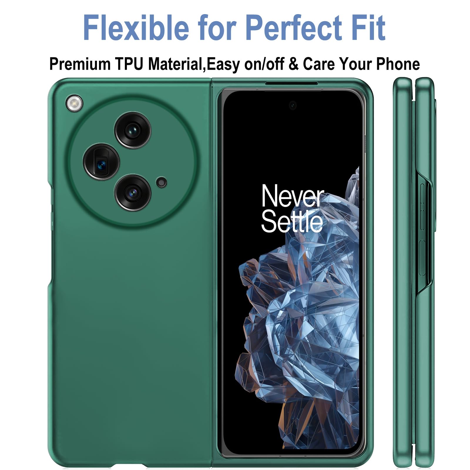 KZIOACSH Case for OnePlus Open,Ultra Slim Full Protection Anti-Scratch Matte Finished Hard PC Cover Shell Lightweight Wear-Resistant Shockproof Tough Shell for OnePlus Open Green - Image 3