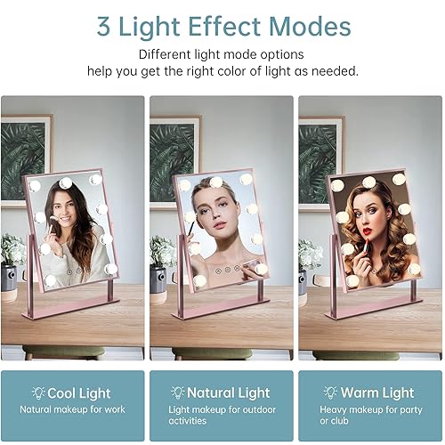 Miniatura 2 de COSMIRROR Hollywood - Espejo de maquillaje con luces, espejo de maquillaje con luz LED con 9 bombillas regulables y 3 modos de iluminación de color,