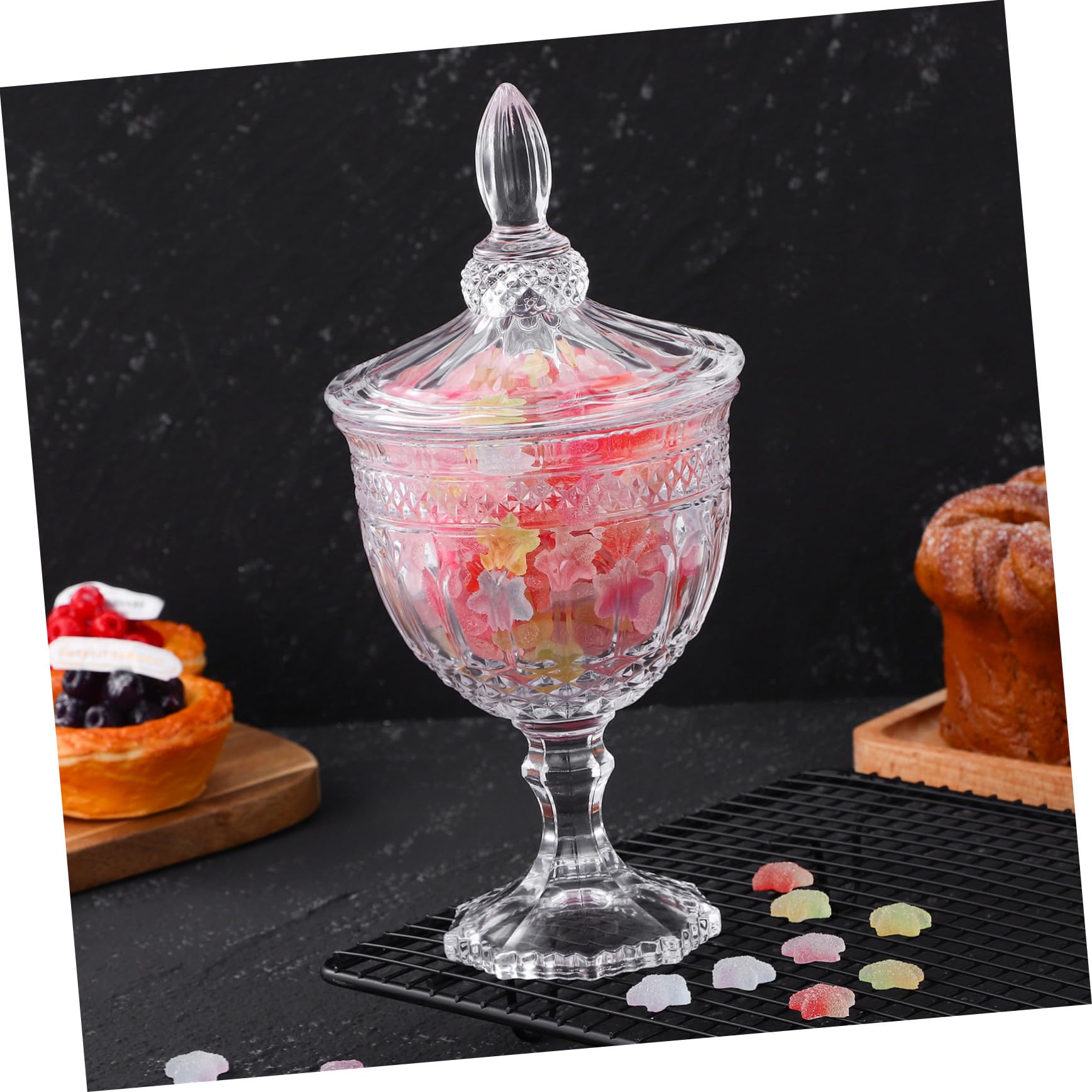Bonbonnière Couvercle Style Européen Décorative en Verre