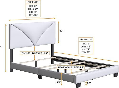 Miniatura 6 de Boyd Sleep Base de cama Cornerstone de tamaño matrimonial, plataforma verde azulado con cabecera tapizada de tela, requiere somier o base calificada
