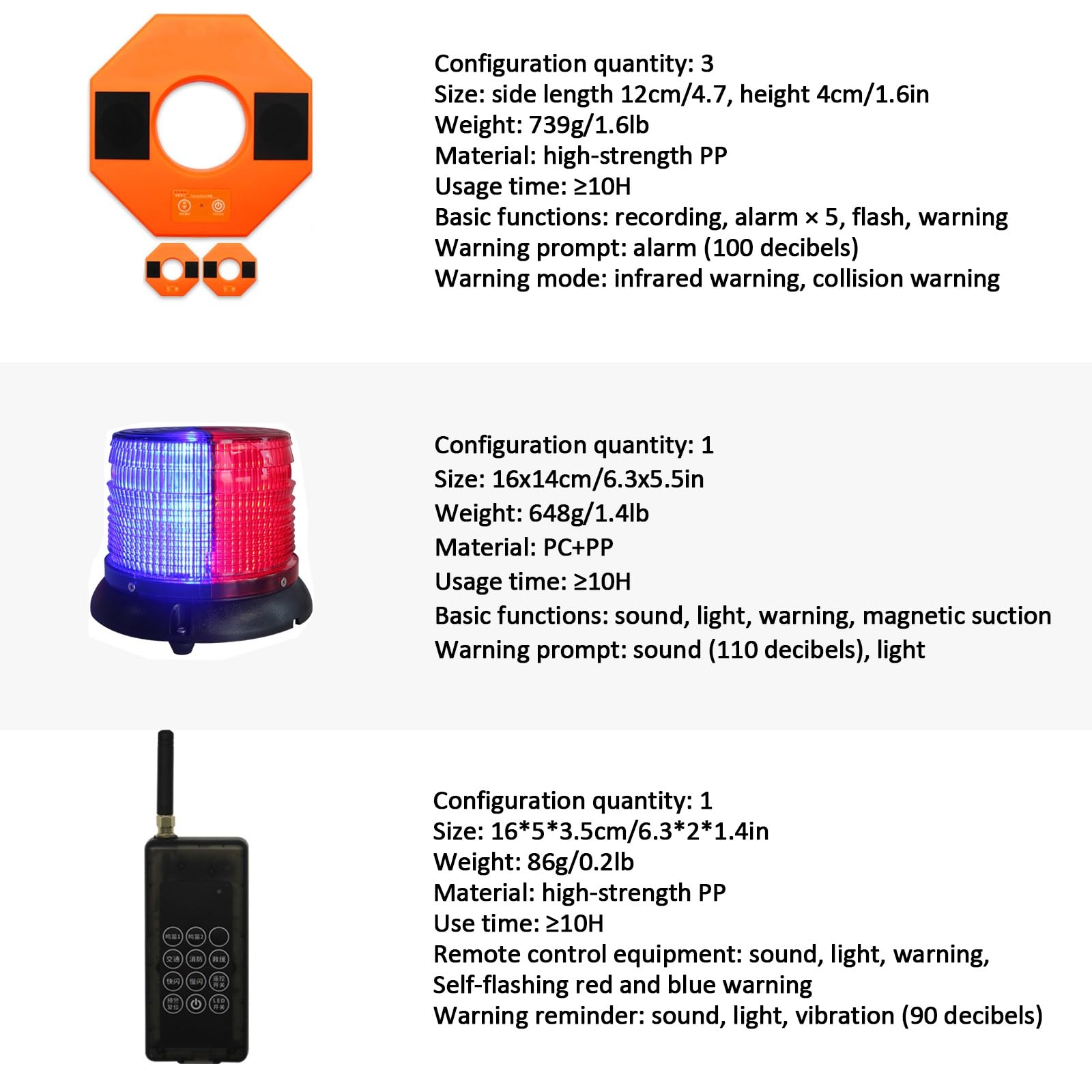 3 Anello Luminoso del Cono Stradale a LED, Anello Lampeggiante della Sirena, per Coni Stradali, Registrazione di Sicurezza Stradale, Allarme cono luminoso