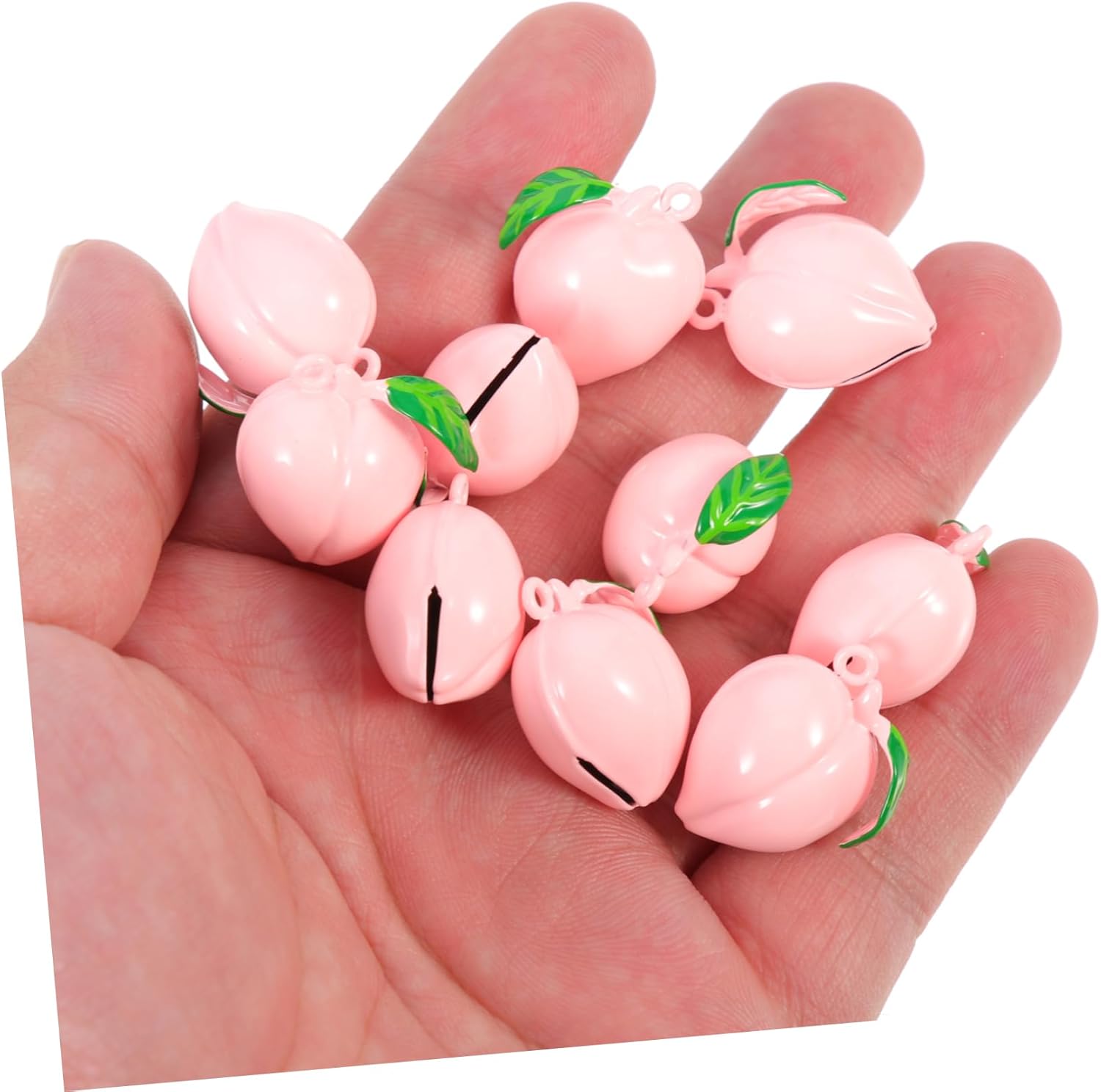 Amosfun 20pcs Peach Shape Craft Bells Amulet DIY Supplies for Home Decor High-Class Wear-Resistant for Dream Catchers and Making