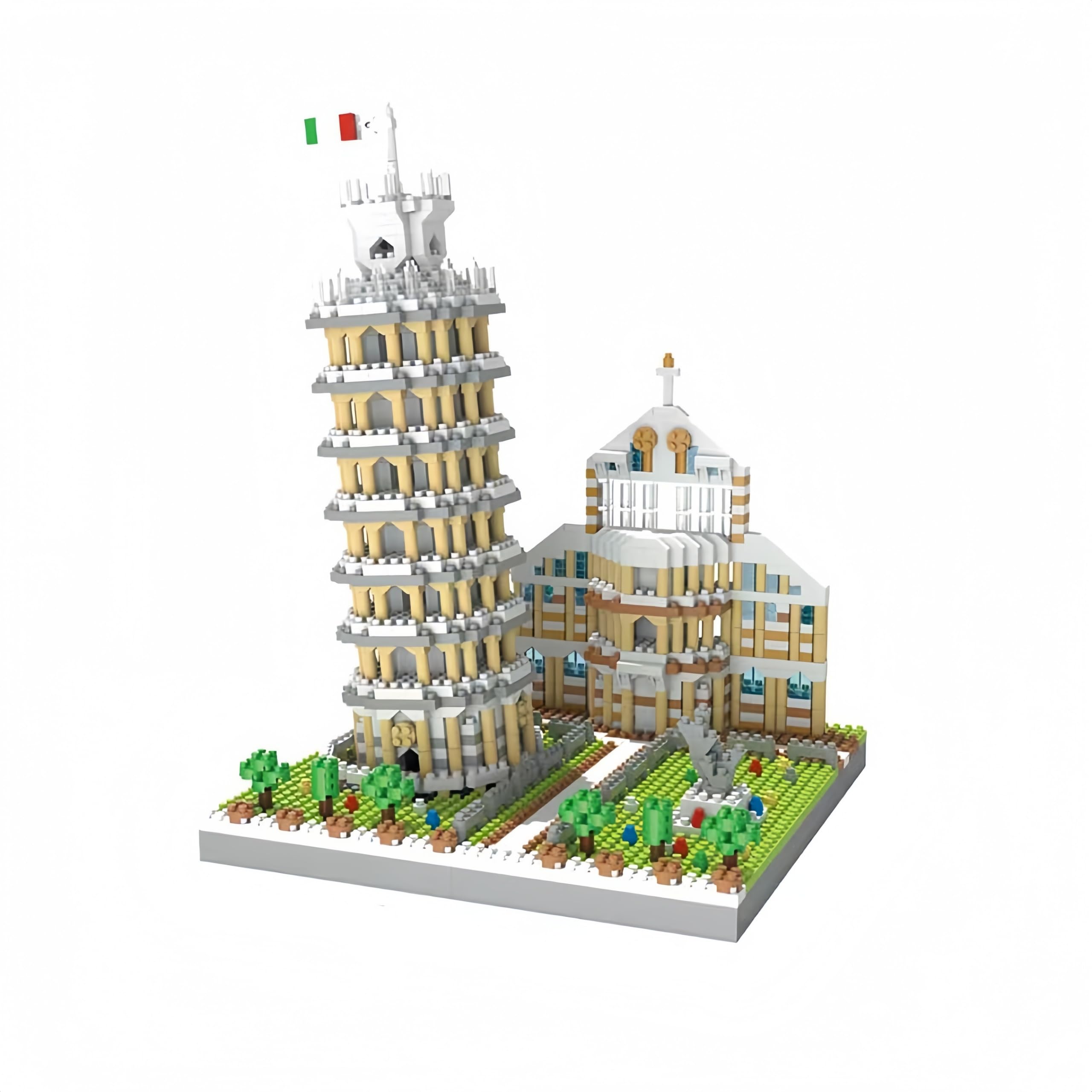 Torre Inclinada de Pisa en Bloques Micro Mini - Juego de Construcción a Escala 8.7" para Adultos, Juguetón Educativo de Stem para Adolescentes y Adultos (más de 1700 Piezas)