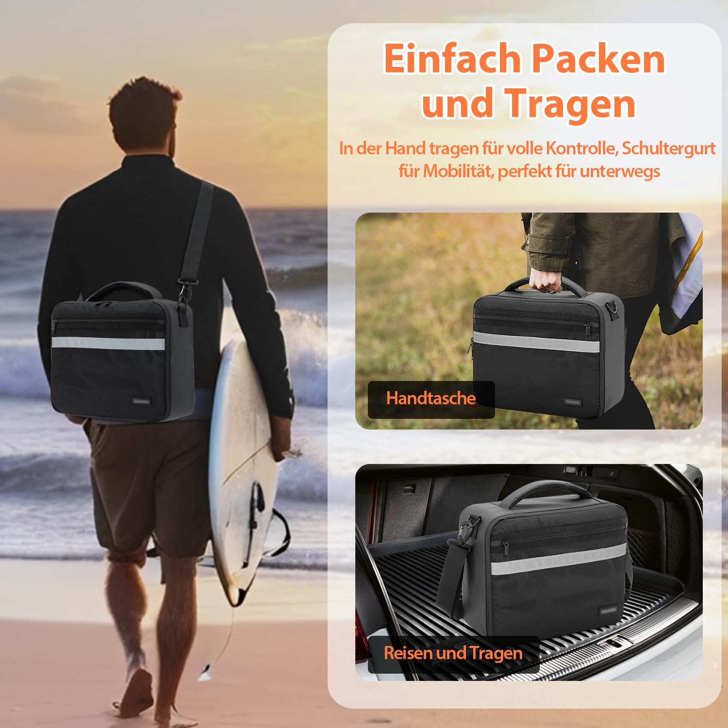 SUP Borsa per pompa, borsa per la pompa ad aria SUP compatibile con la maggior parte delle pompe elettriche SUP, custodia impermeabile con tracolla per accessori paddleboard (solo borsa)