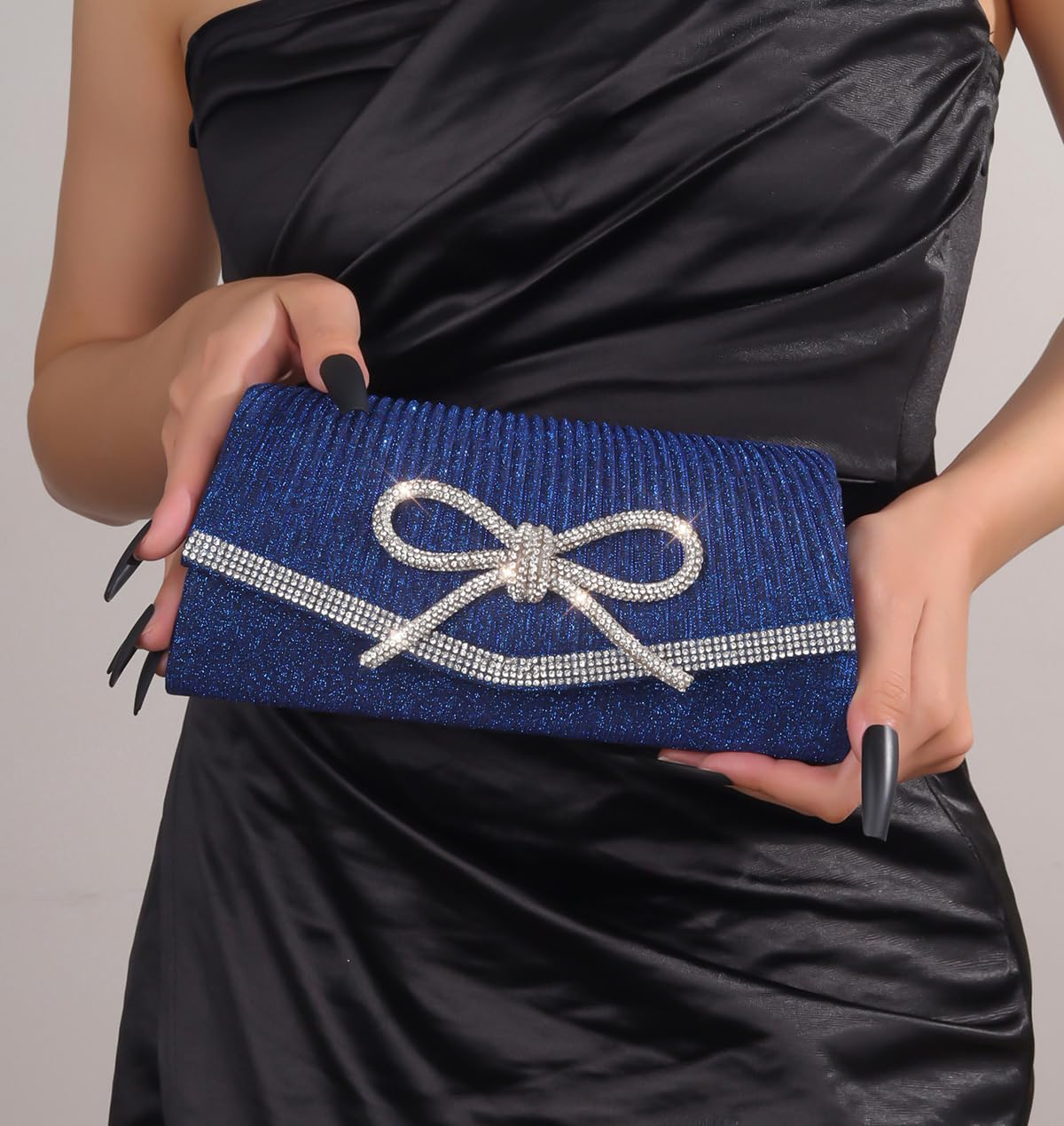 Trisapu Bow Evening Bag Sparkly Clutch Purses for Women Wedding Glitter Rhinestone Party Prom Purse Dressy Clutch Bags | Bow, Sparkly, Wedding, Glitter, Rhinestone, Party