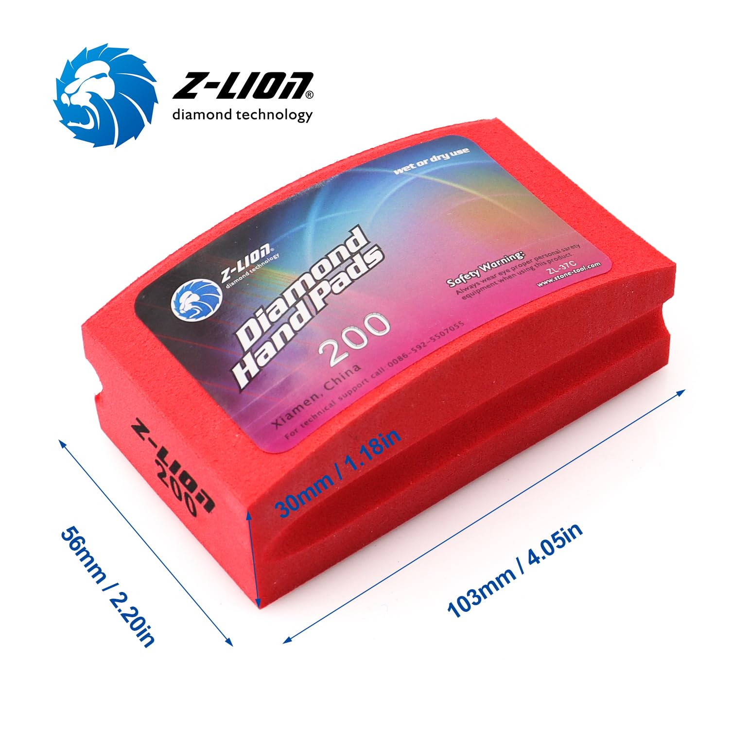 Z-lion - Juego de 4 almohadillas de pulido de diamante galvanizado, forma de arco para piedra de cristal, hormigón, granito, rojo