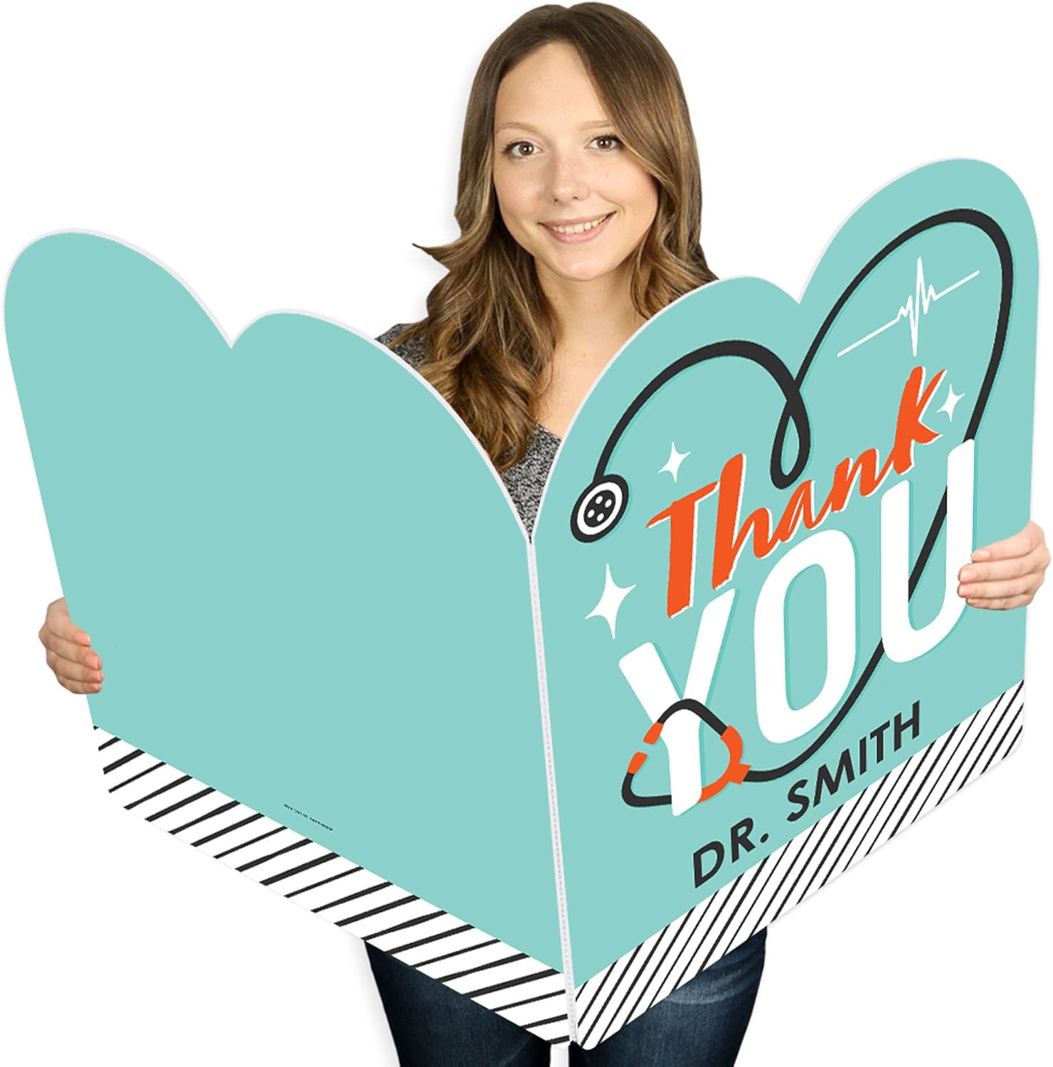 Big Dot of Happiness Thank You Doctors - Custom Doctor Appreciation Week Giant Greeting Card - Personalized Big Shaped Jumborific Card - 16.5 x 22 inches