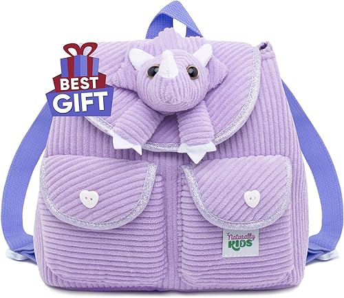Naturally KIDS Mini mochila de dinosaurio - Mochila muy pequeña para niñas y niños - Juguetes de dinosaurio para niños de 3 a 5 años - Mochila