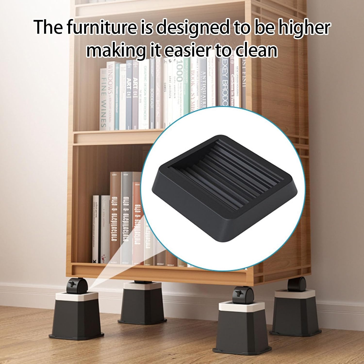 Black Furniture Casters Cups Not Slip Furniture Pad with Enhances Grip for Very Quiet Gliding & Heavy Duty