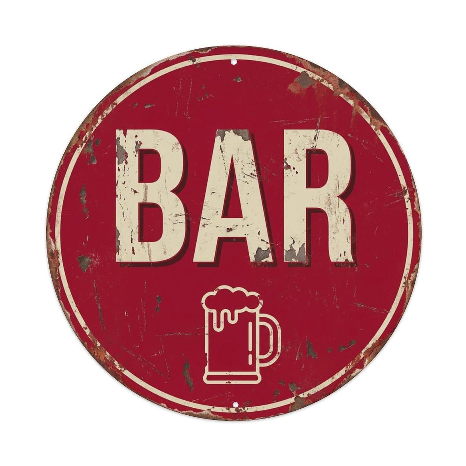 Vintage Beer BAR Crimson Red Retro for Pub Vintage Metal Tin Sign Plaque Wall Decor for Cafe, Club Bar, Office, Garden Metal Poster 8x8Inch