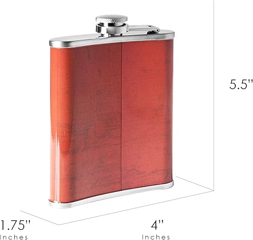 Miniatura 38 de American Art Decor Frasco de licor de 8 onzas – Petaca de acero inoxidable a prueba de fugas para whisky, vodka y tequila – Divertidos frascos
