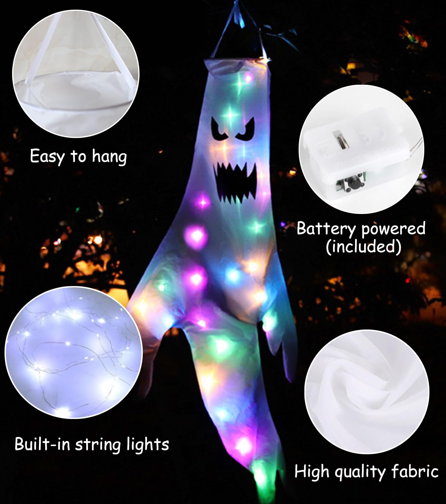 Calzini a vento fantasma di Halloween decorazioni da appendere spettrale calzini