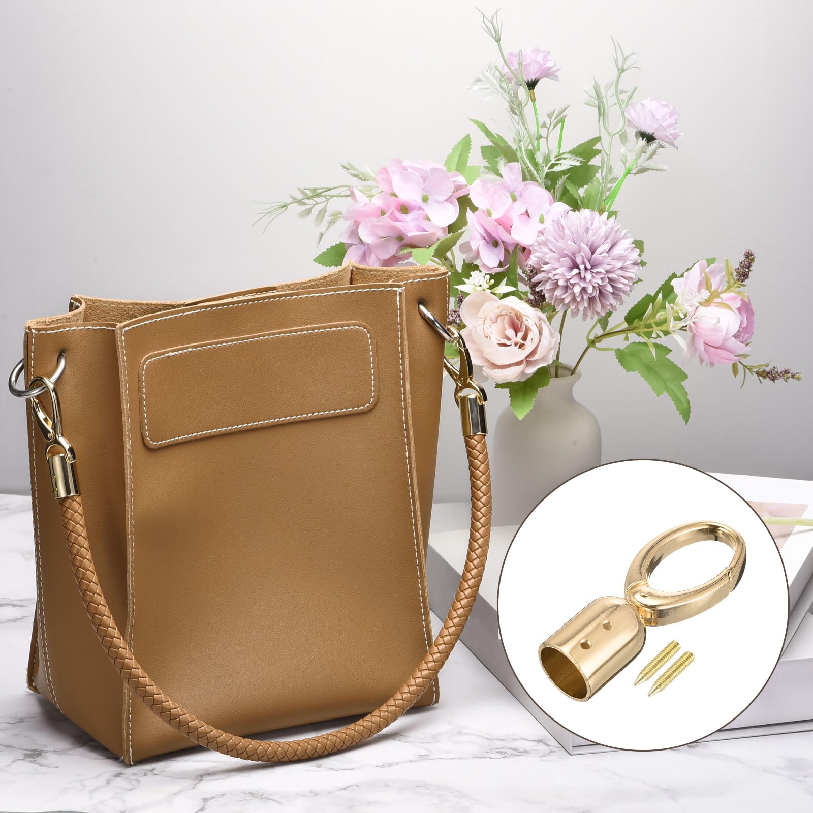 QUARKZMAN 6pz Fermagli Metallo 15mm Corda Terminale Cappuccio Chiusure Braccialetti Tappo Perline Terminatori Cordone con Viti Ricerca per Nappe Gioielli Fare Borsa Cinturino Fai Da Te, Oro