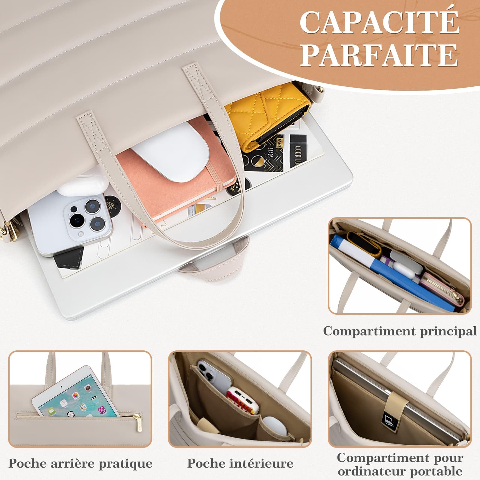 RAINYEAR Sacoche pour ordinateur portable 13-14 pouces pour Macbook Chromebook, Étui Élégant pour Bureau de Travail Business University, Sac à main avec compartiment pour ordinateur portable