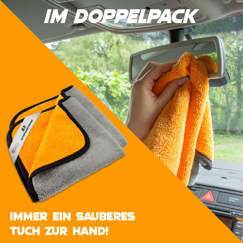 G.I.V. 12x Auto Trockentuch 500 GSM 40x40cm - Mikrofasertücher Saugstark & kratzfrei - Autopoliertuch, Autopflege, Trockentuch, Mikrofaser Reinigungstuch für Auto, Motorrad, Fenster, Glas, Haushalt