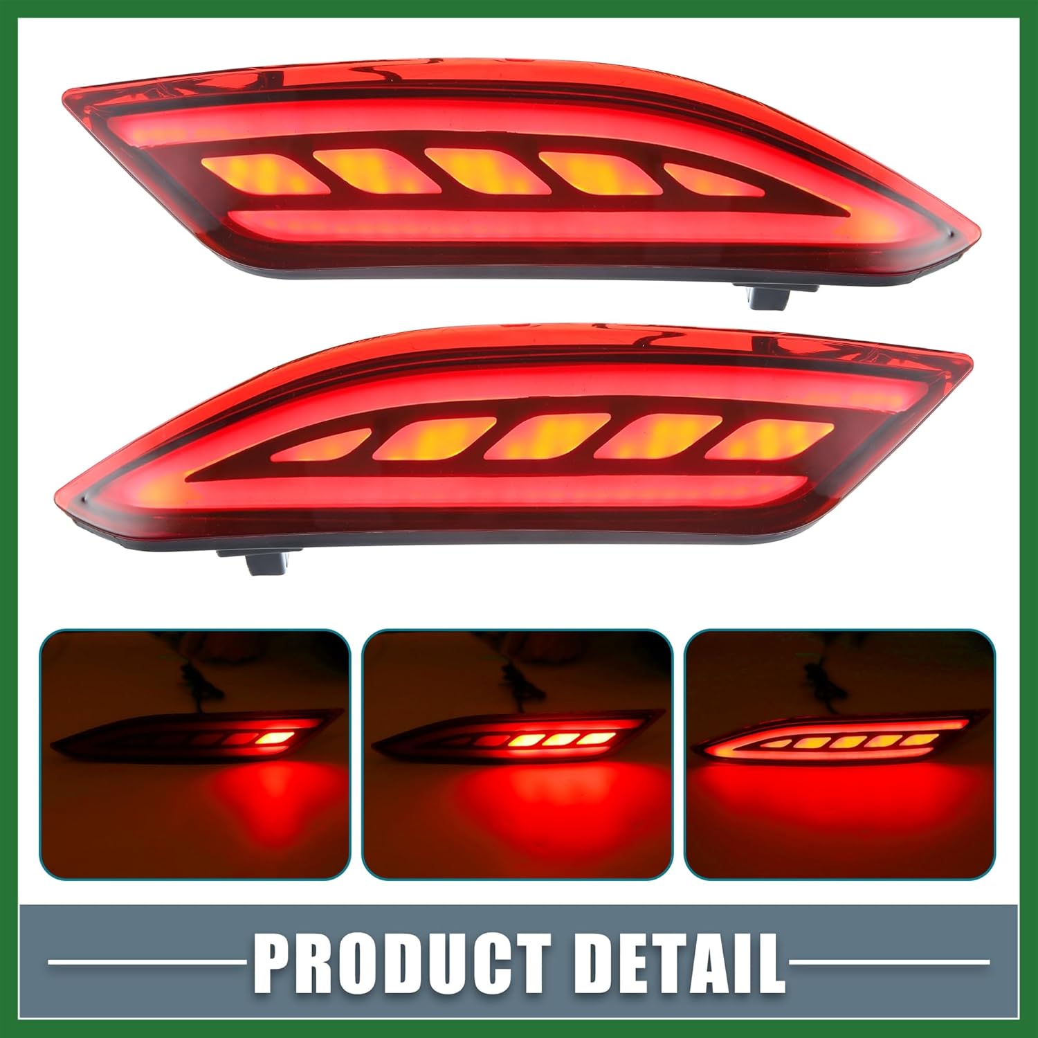 Motoforti Rear Bumper Reflector LED Fog Brake Tail Turn Signal Light 33505T7SA01 33555T7SA01 Red Yellow for Honda HR-V 2015-2021 Red Lens (Set of 2) Long-Lasting