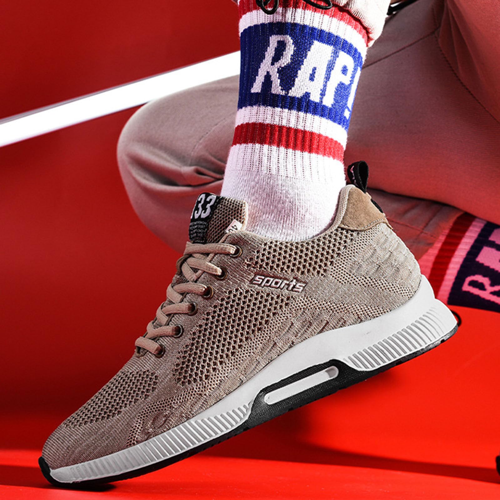 Generisch Paar Herrenschuhe mit Erhöhung, lässige Mesh-Sneaker, leichte, atmungsaktive Sportschuhe zum Schnüren mit verstecktem Hebeabsatz für Männer, cm