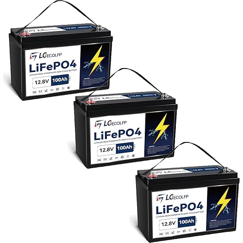 12V LiFePO4 Battery 100Ah 3Pack, Lithium Batteries with 100A BMS, 7000+Deep Cycles 12V Lithium Battery, 1280Wh Output Power, Support in Series/Parallel, Perfect for RV, Solar, Marine, Camping