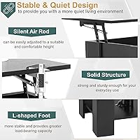 Vista 7 de PayLessHere Mesa de Centro con Tapa Elevable Mesas de Centro con Compartimento Oculto y Estante de Almacenamiento Tablero de Madera Elevable Mesa
