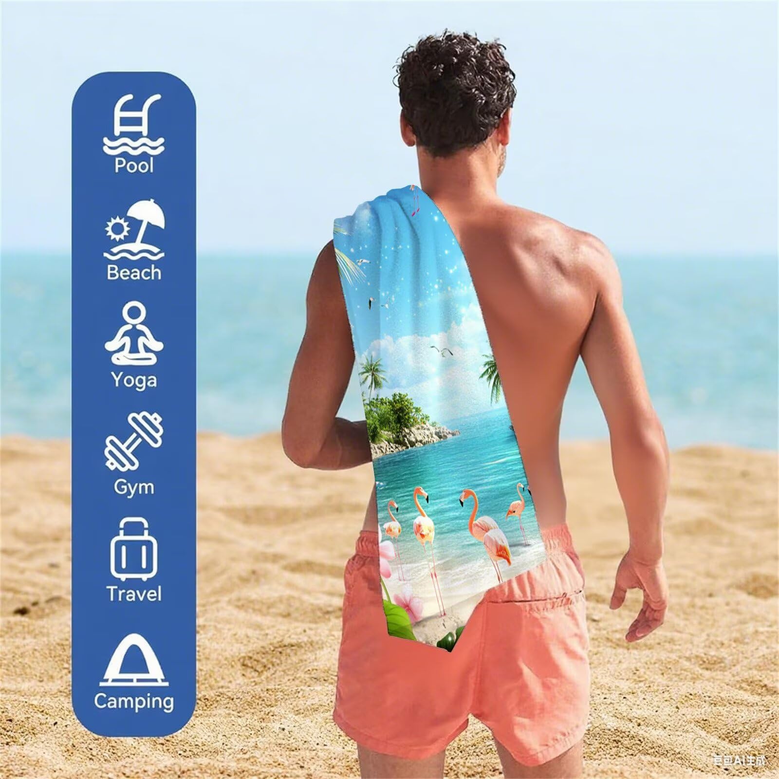 Toalla Microfibra Grande 90x180cm Toalla Playa Animal Toallas de Playa Secado Rapido, Toallas Bano con Bolsa, Beach Towel Verano Antiarena Ligeras para Camping Piscina Yoga Gimnasio Deportes VQ-804