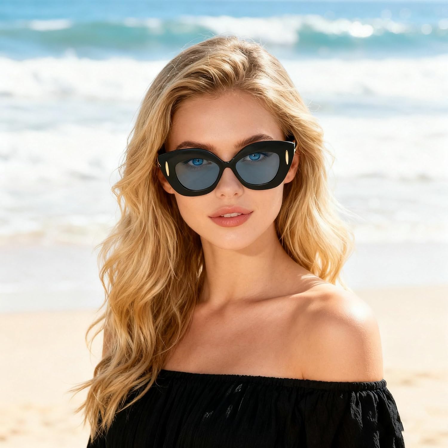 COTIA Fashion Cat Eye Polygon Irregular Sunglasses for Women Men Personality Vintage Rivets Oversized Sun Glasses W35 - Image 3