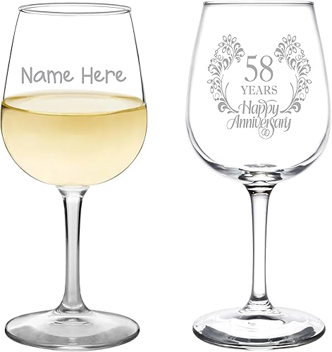 Miniatura 3 de Personalizado y personalizado (25) Elegante anillo de boda floral feliz aniversario inspirado en copa de vino