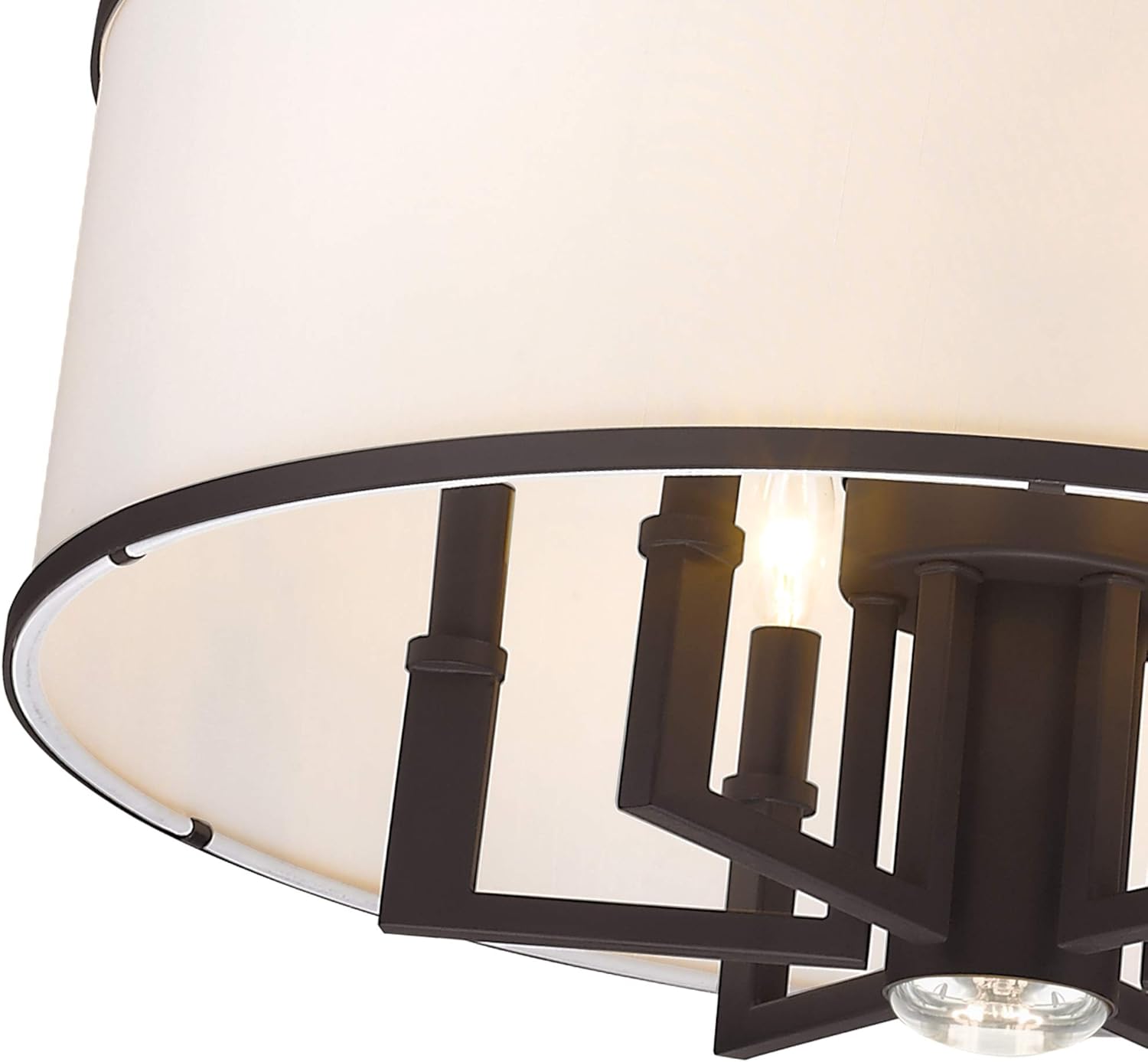 Livex Lighting Fabric Shade 7 Light Bronze Pendant Chandelier