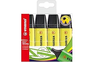 Stabilo Highlighter BOSS Original, Wallet of 4 Yellow Highlighters