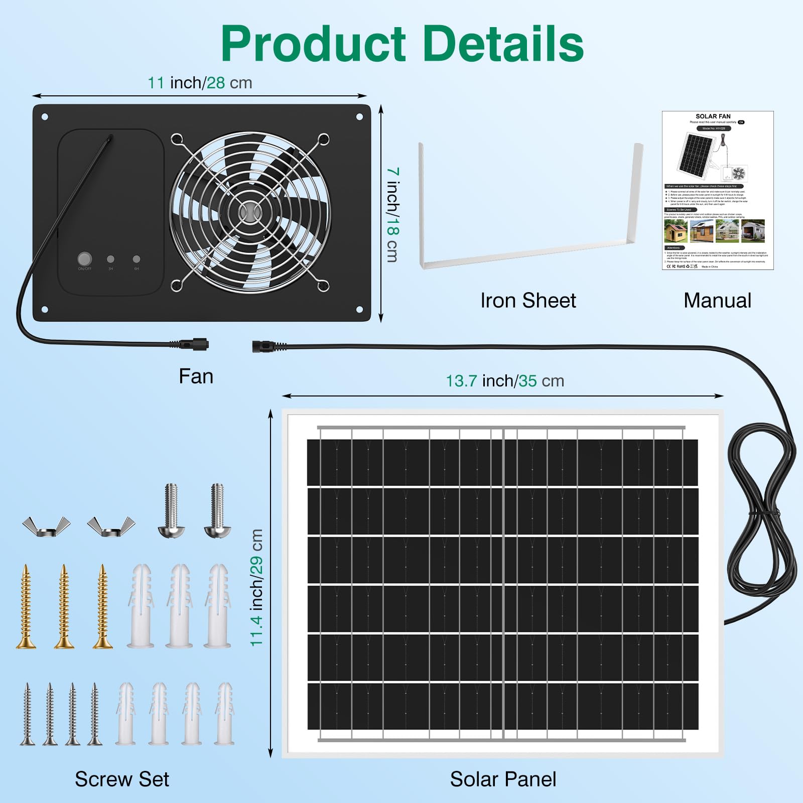Ventilador solar con batería y temporizador de 15000 mAh, ventilador de escape solar de alta velocidad de 25 W y 3500 rpm, ventilación impermeable de bajo ruido para gallinero, invernadero, cobertizo