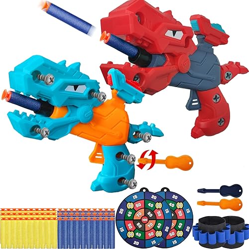 Pistola de 2 piezas para pistolas Nerf con balas Nerf, SupAI para pistola Nerf con 60 dardos de recambio, 2 pulseras y 2 objetivos para pistolas