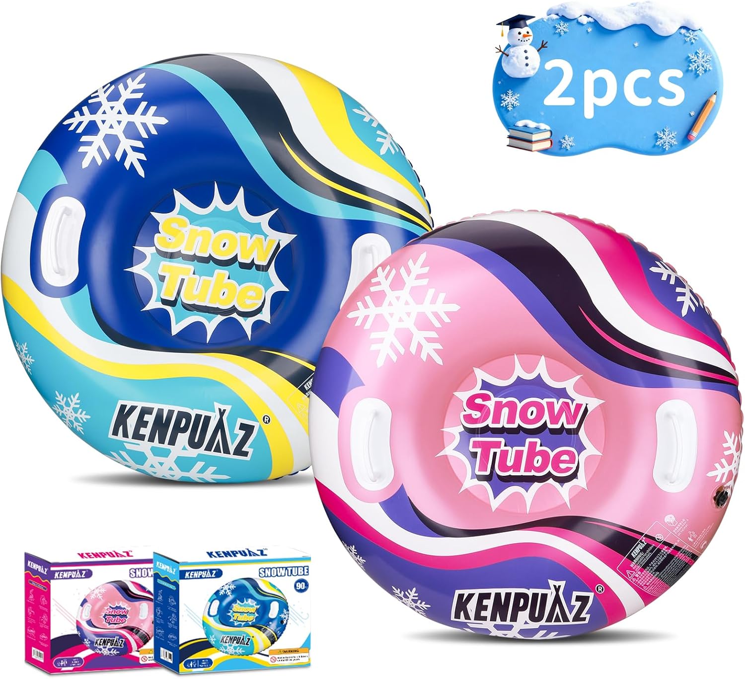 Inflatable Snow Tube with Durable Fabric Cover – Premium Snow Sled for Kids & Adults, Winter Outdoor Fun