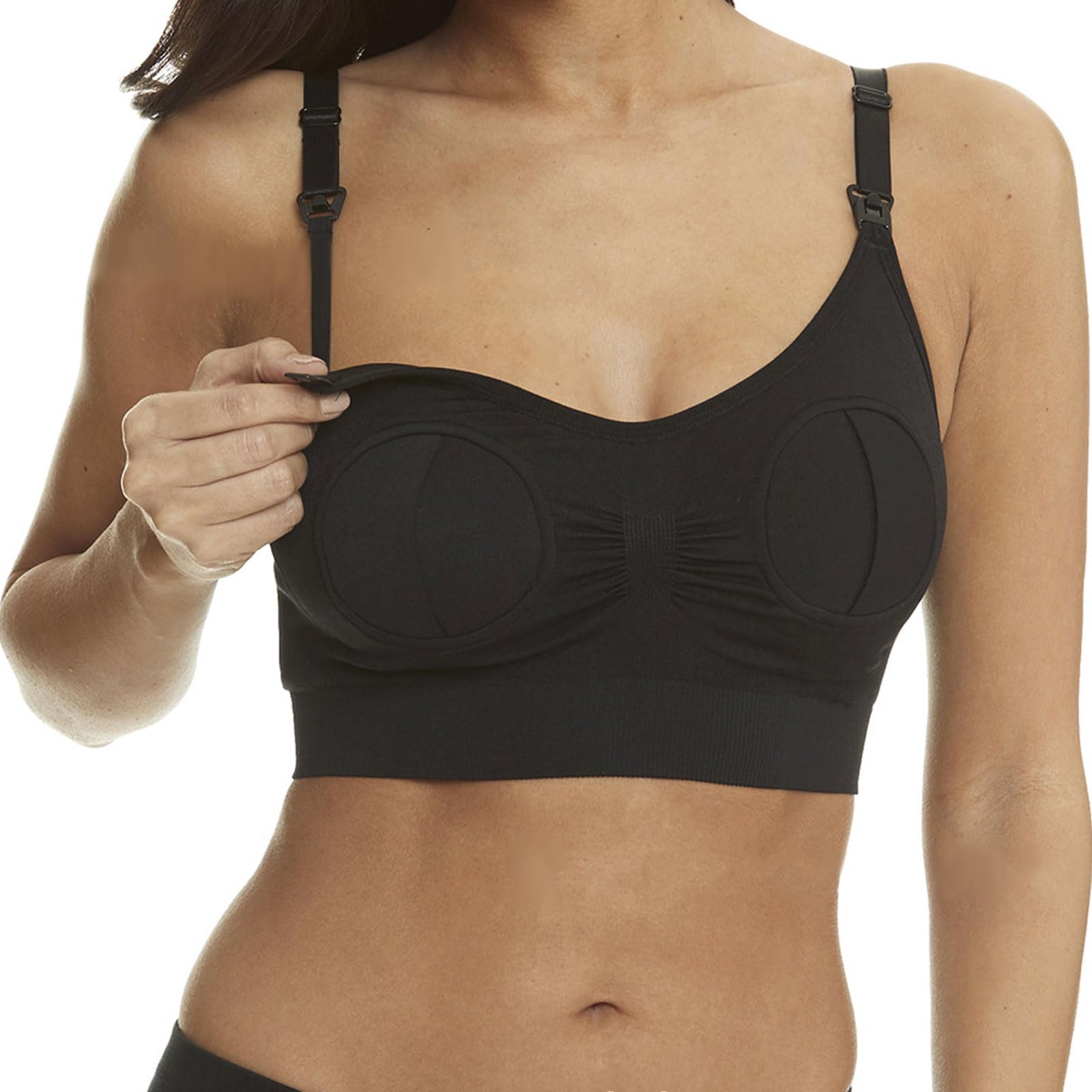 GWAWG Soutien-Gorge Allaitement sans Mains -Lait Main Libre avec Imprimé Léopard/Noir, sans Armatures (Tailles M-XXL)