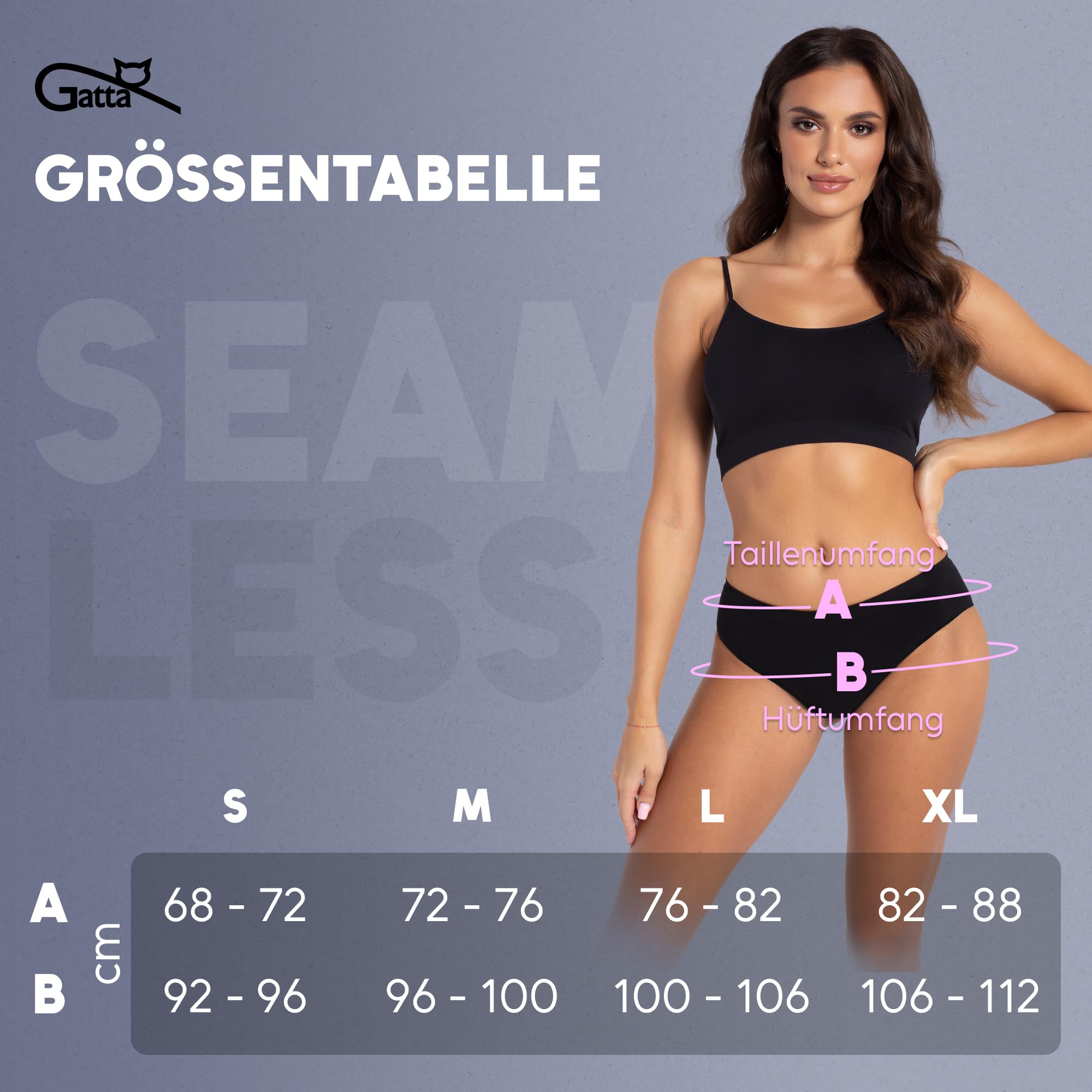 GATTA Majtki damskie Seamless Cotton Classic Panties - bawełniane, klasyczne, naturalne, bardzo wygodne, elastyczne, przylegające do ciała, wyższy stan, antybakteryjny klin