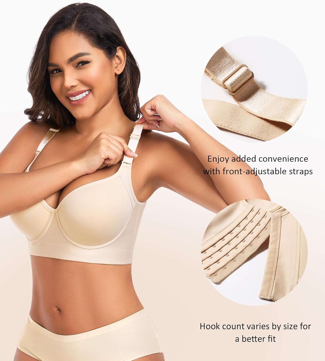 DotVol Women's Push Up Full Coverage Underwire Support Everyday T-Shirt Bra Hide Back Fat - Image 3