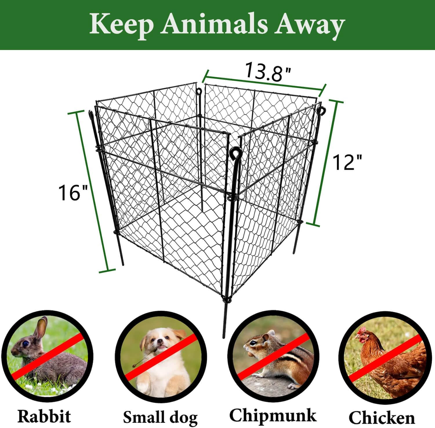 Plant Protectors from Animals, (5 Packs) 13.8" L x 13.8" W x 12" H Plant Cages for Outdoor Plants, Chicken Wire Plant Protector, Protect Vegetables, New Plants/Shrubs