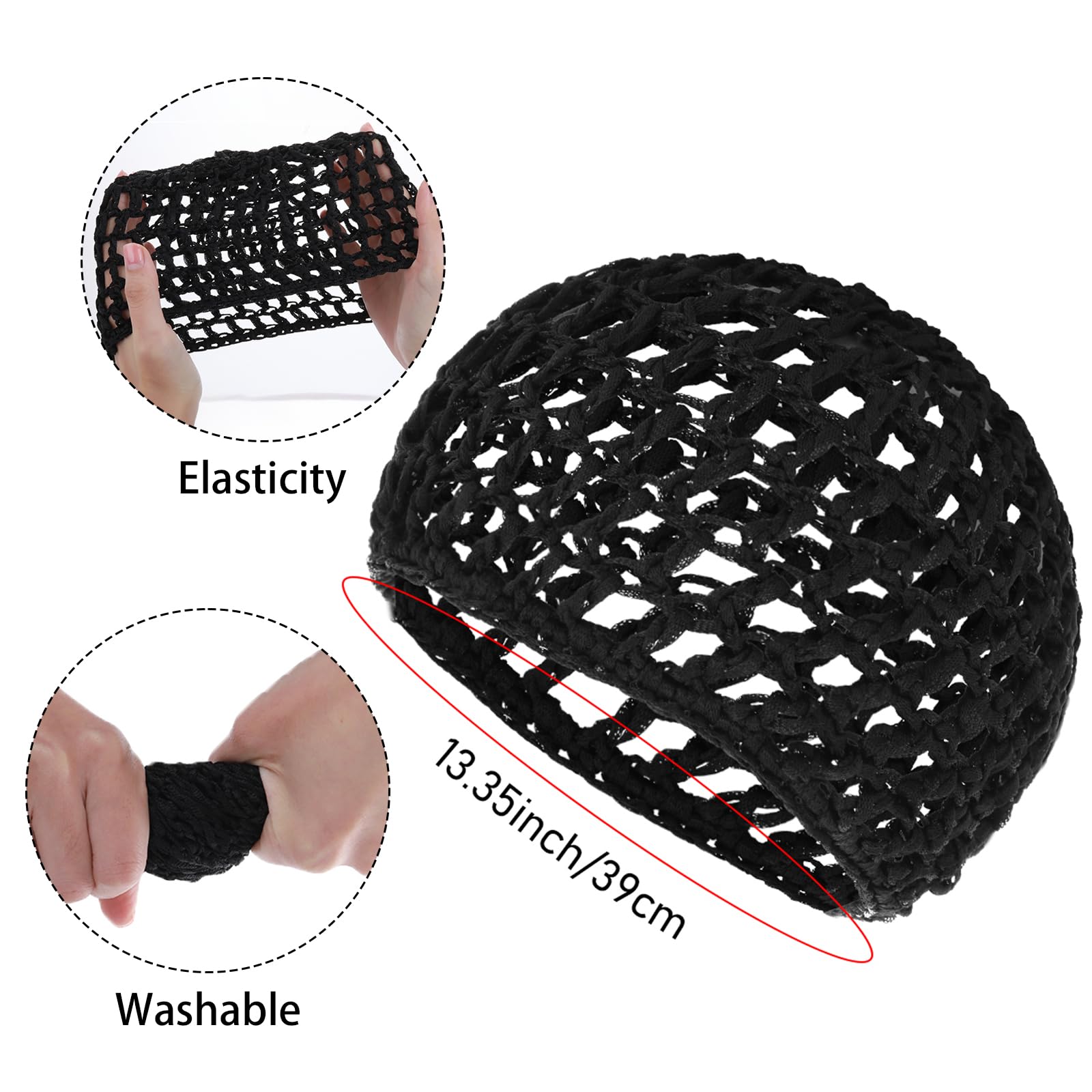 KFHENSOMR Mesh Crochet Hair Net wrap cap for women black hair mesh hairs wraps for black women Thick Short Rayon Knit Snood Hat Woman Hairnet Snoods Cover Ornament for Sleeping