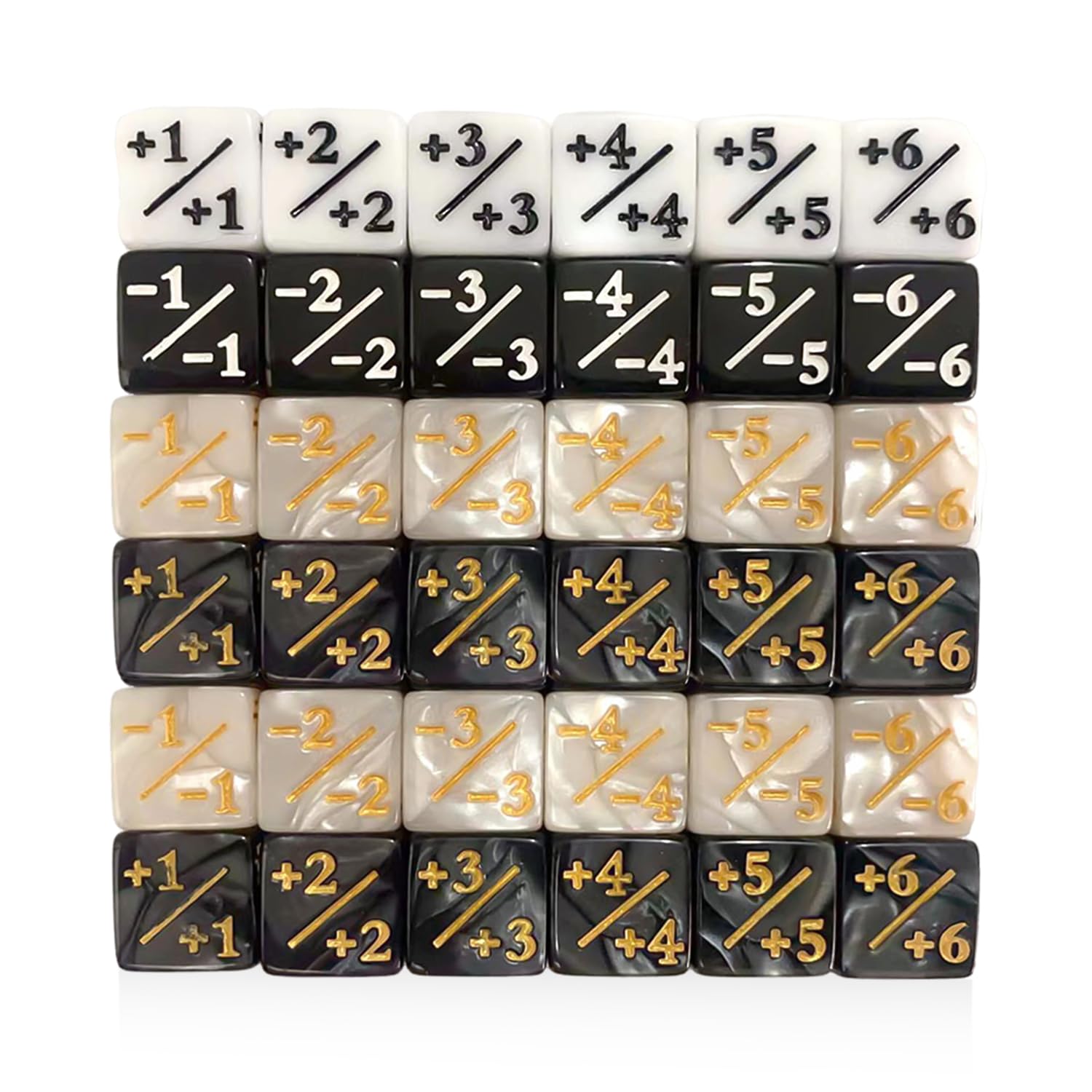 NXPWRC 36 Pieces Magic Dice, Plus And Minus Sign Dice, 16Mm Marked Dice, Dice Counter, Card Game Accessories, Tabletop Game Accessories
